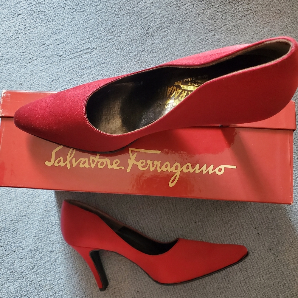 Ferragamo Red Satin High Heels  👠 for Glam